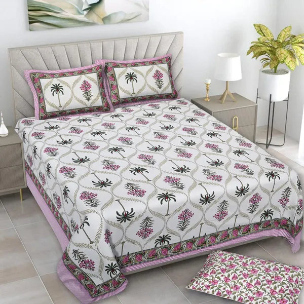 380_TC_King_Size_100%_Cotton_Bedsheet_With_Two_Pillow_Covers_/_handblock_print_bedsheet_-_275_X_275_cm_(King_size)