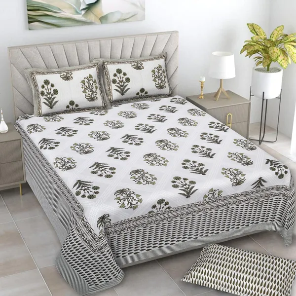 380_TC_King_Size_100%_Cotton_Bedsheet_With_Two_Pillow_Covers_/_handblock_print_bedsheet_-_275_X_275_cm_(King_size)