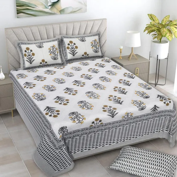380_TC_King_Size_100%_Cotton_Bedsheet_With_Two_Pillow_Covers_/_handblock_print_bedsheet_-_275_X_275_cm_(King_size)