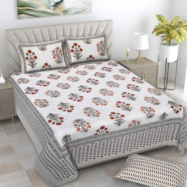 380_TC_King_Size_100%_Cotton_Bedsheet_With_Two_Pillow_Covers_/_handblock_print_bedsheet_-_275_X_275_cm_(King_size)