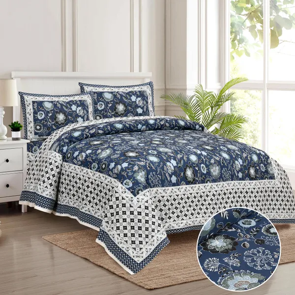 320_TC_katha_patchwork_design_King_Size_Premium_Cotton_Bedsheet_With_Two_Pillow_Covers_-_275_X_275_cm_(King_size)