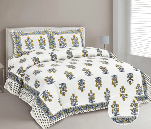 380_TC_jaipuri_print_100%_Cotton_Bedsheet_With_Two_Pillow_Covers_/_handblock_print_bedsheet_-_275_X_275_cm_(King_size)
