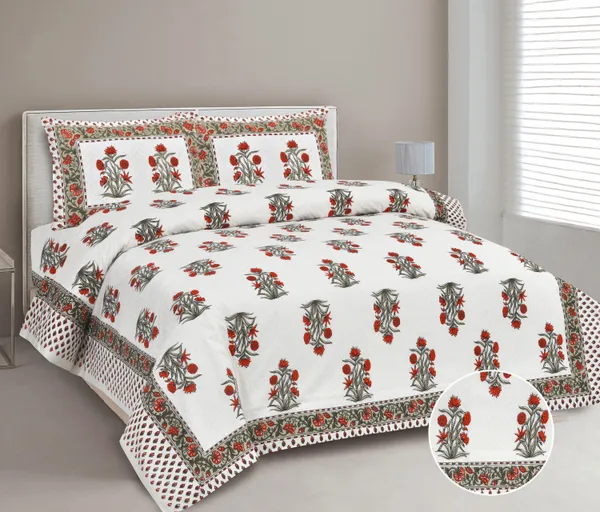 380_TC_jaipuri_print_100%_Cotton_Bedsheet_With_Two_Pillow_Covers_/_handblock_print_bedsheet_-_275_X_275_cm_(King_size)