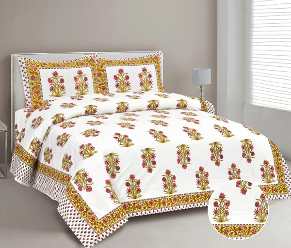 380_TC_jaipuri_print_100%_Cotton_Bedsheet_With_Two_Pillow_Covers_/_handblock_print_bedsheet_-_275_X_275_cm_(King_size)