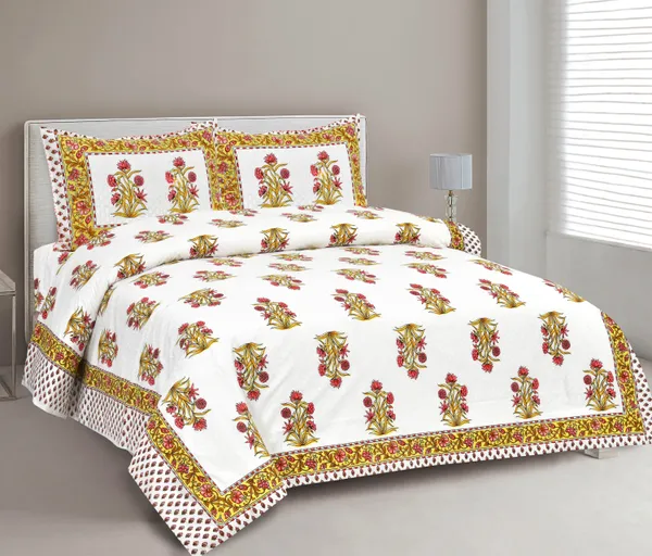 380_TC_jaipuri_print_100%_Cotton_Bedsheet_With_Two_Pillow_Covers_/_handblock_print_bedsheet_-_275_X_275_cm_(King_size)