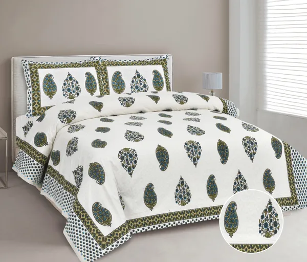 380_TC_jaipuri_print_100%_Cotton_Bedsheet_With_Two_Pillow_Covers_/_handblock_print_bedsheet_-_275_X_275_cm_(King_size)