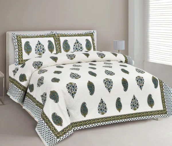 380_TC_jaipuri_print_100%_Cotton_Bedsheet_With_Two_Pillow_Covers_/_handblock_print_bedsheet_-_275_X_275_cm_(King_size)