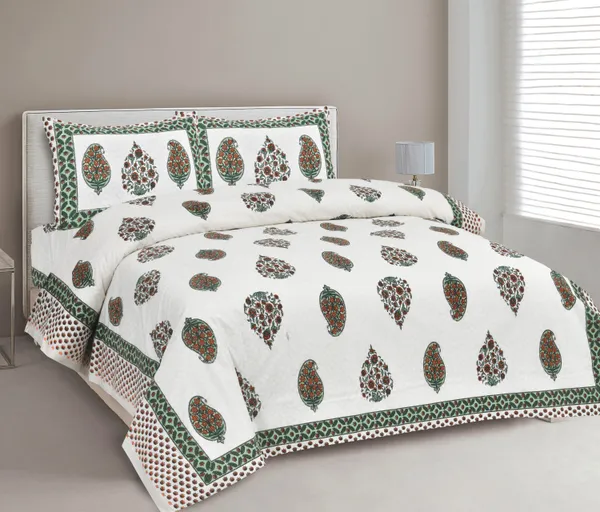 380_TC_jaipuri_print_100%_Cotton_Bedsheet_With_Two_Pillow_Covers_/_handblock_print_bedsheet_-_275_X_275_cm_(King_size)