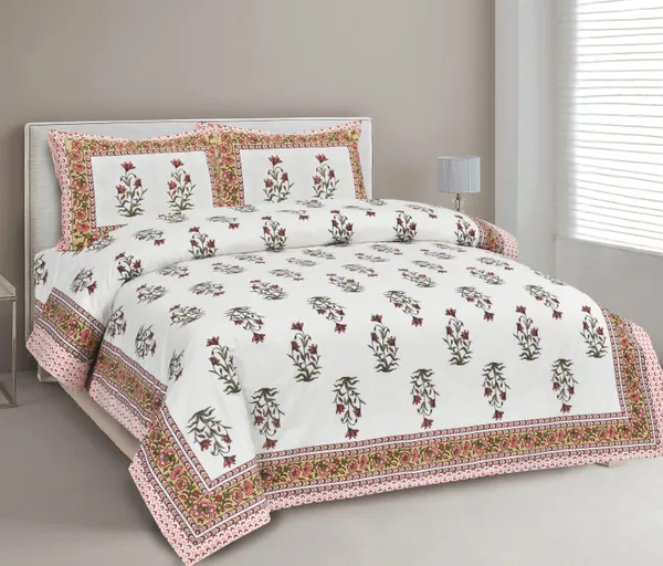 380_TC_jaipuri_print_100%_Cotton_Bedsheet_With_Two_Pillow_Covers_/_handblock_print_bedsheet_-_275_X_275_cm_(King_size)