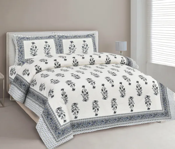 380_TC_jaipuri_print_100%_Cotton_Bedsheet_With_Two_Pillow_Covers_/_handblock_print_bedsheet_-_275_X_275_cm_(King_size)