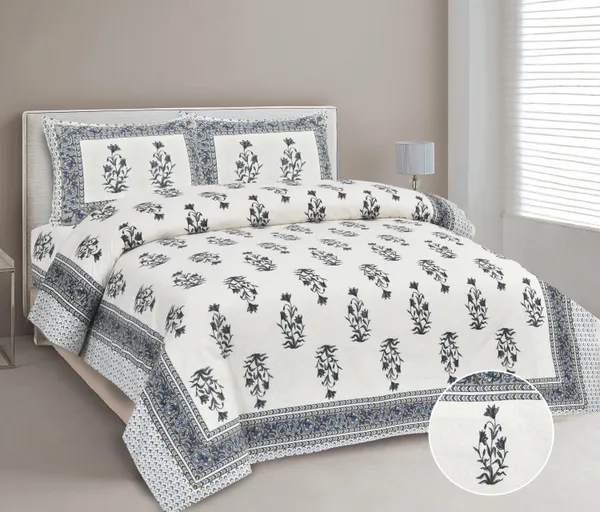 380_TC_jaipuri_print_100%_Cotton_Bedsheet_With_Two_Pillow_Covers_/_handblock_print_bedsheet_-_275_X_275_cm_(King_size)