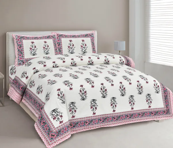 380_TC_jaipuri_print_100%_Cotton_Bedsheet_With_Two_Pillow_Covers_/_handblock_print_bedsheet_-_275_X_275_cm_(King_size)