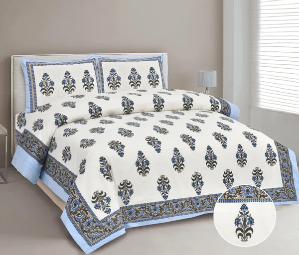 380_TC_jaipuri_print_100%_Cotton_Bedsheet_With_Two_Pillow_Covers_/_handblock_print_bedsheet_-_275_X_275_cm_(King_size)