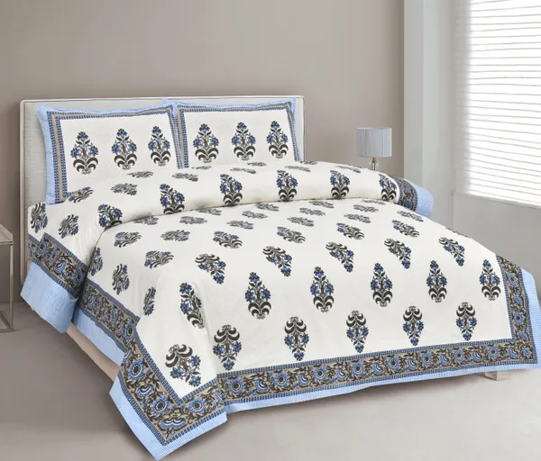 380_TC_jaipuri_print_100%_Cotton_Bedsheet_With_Two_Pillow_Covers_/_handblock_print_bedsheet_-_275_X_275_cm_(King_size)