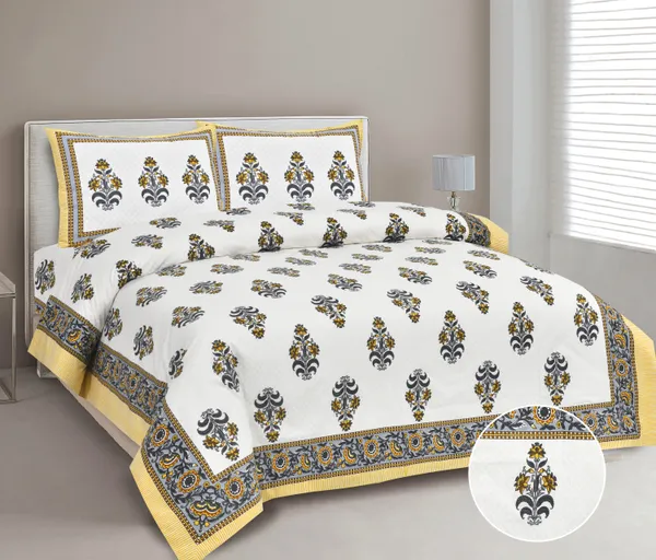380_TC_jaipuri_print_100%_Cotton_Bedsheet_With_Two_Pillow_Covers_/_handblock_print_bedsheet_-_275_X_275_cm_(King_size)