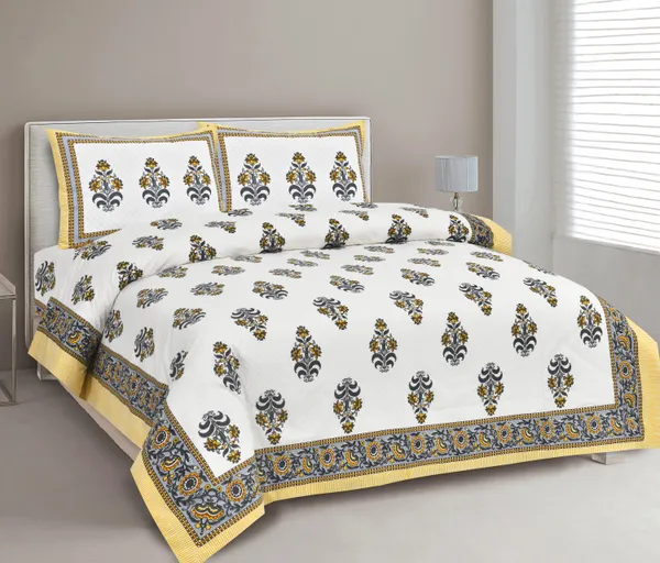 380_TC_jaipuri_print_100%_Cotton_Bedsheet_With_Two_Pillow_Covers_/_handblock_print_bedsheet_-_275_X_275_cm_(King_size)