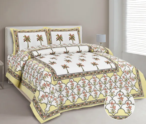 380_TC_jaipuri_print_100%_Cotton_Bedsheet_With_Two_Pillow_Covers_/_handblock_print_bedsheet_-_275_X_275_cm_(King_size)