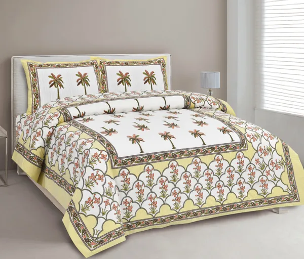 380_TC_jaipuri_print_100%_Cotton_Bedsheet_With_Two_Pillow_Covers_/_handblock_print_bedsheet_-_275_X_275_cm_(King_size)