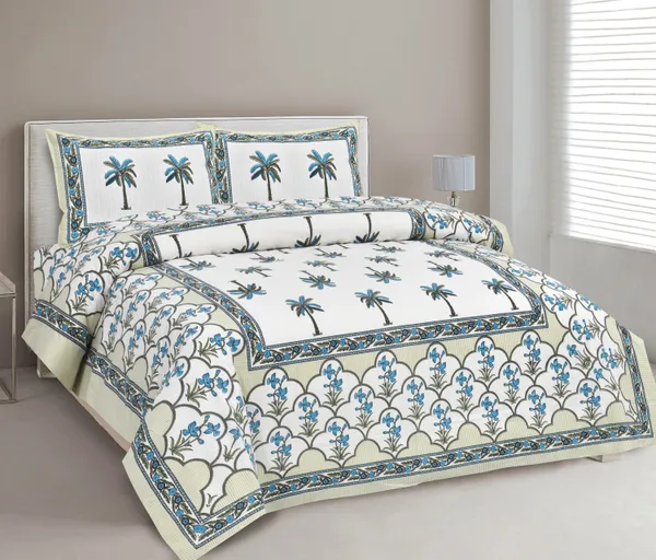 380_TC_jaipuri_print_100%_Cotton_Bedsheet_With_Two_Pillow_Covers_/_handblock_print_bedsheet_-_275_X_275_cm_(King_size)