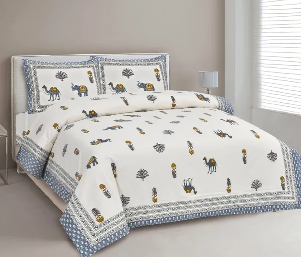 380_TC_jaipuri_print_100%_Cotton_Bedsheet_With_Two_Pillow_Covers_/_handblock_print_bedsheet_-_275_X_275_cm_(King_size)