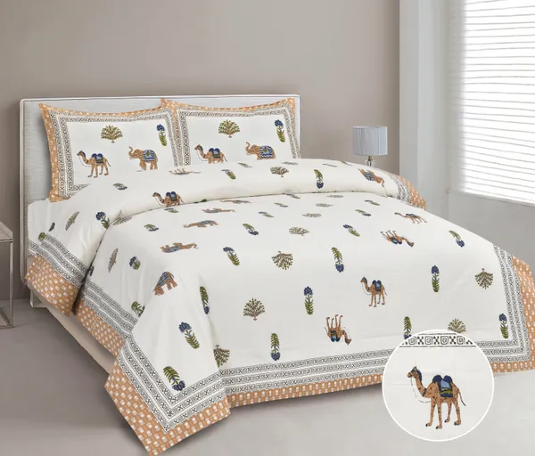 380_TC_jaipuri_print_100%_Cotton_Bedsheet_With_Two_Pillow_Covers_/_handblock_print_bedsheet_-_275_X_275_cm_(King_size)