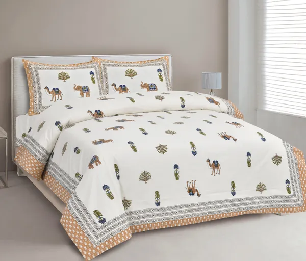 380_TC_jaipuri_print_100%_Cotton_Bedsheet_With_Two_Pillow_Covers_/_handblock_print_bedsheet_-_275_X_275_cm_(King_size)
