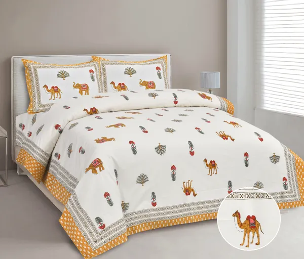 380_TC_jaipuri_print_100%_Cotton_Bedsheet_With_Two_Pillow_Covers_/_handblock_print_bedsheet_-_275_X_275_cm_(King_size)