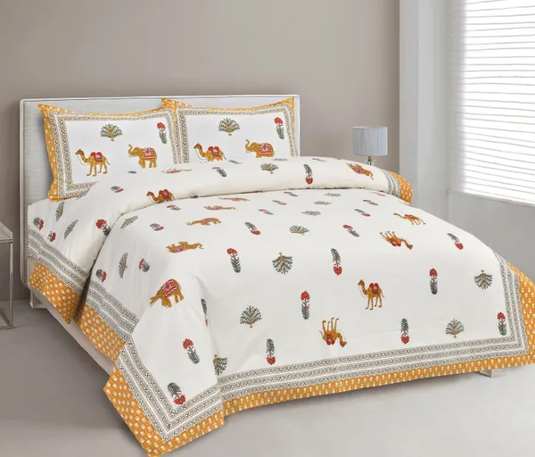 380_TC_jaipuri_print_100%_Cotton_Bedsheet_With_Two_Pillow_Covers_/_handblock_print_bedsheet_-_275_X_275_cm_(King_size)
