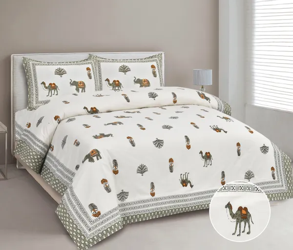 380_TC_jaipuri_print_100%_Cotton_Bedsheet_With_Two_Pillow_Covers_/_handblock_print_bedsheet_-_275_X_275_cm_(King_size)
