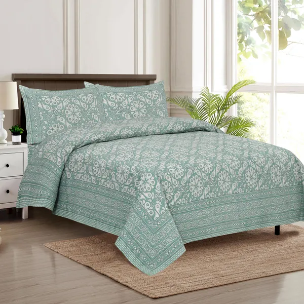 320_TC_King_Size_100%_Cotton_Flat_Bedsheet_With_Two_Pillow_Covers:_Experience_Unmatched_Comfort_And_Style_For_Your_Bedroom_(108x108_Inches)