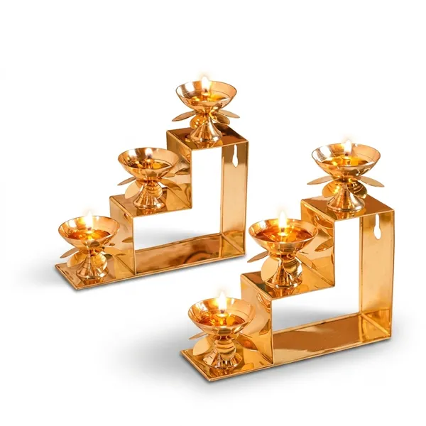 Golden_Brass_Stepped_Diya_Stand_With_Three_Tier_Oil_Lamps_Set_of_2