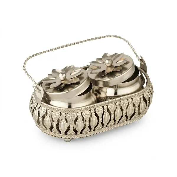 Silver_Metal_Floral_Twin_Jar_Dry_Fruit_Container_With_Basket