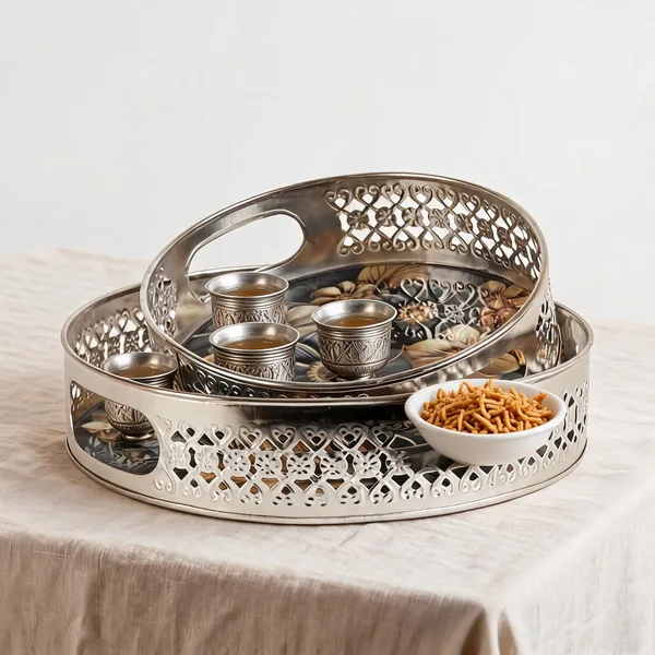 Silver_Metal_Floral_Print_Round_Serving_Trays_Set_Of_2