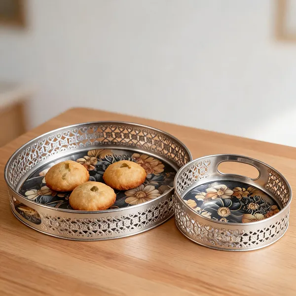 Silver_Metal_Floral_Print_Round_Serving_Trays_Set_Of_2