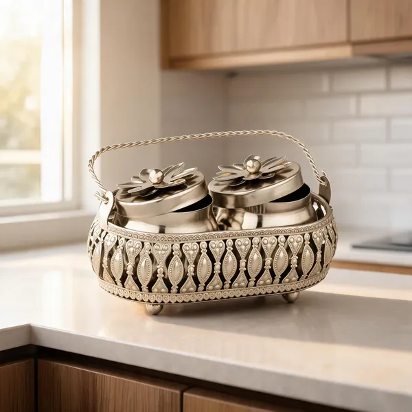 Silver_Metal_Floral_Twin_Jar_Dry_Fruit_Container_With_Basket