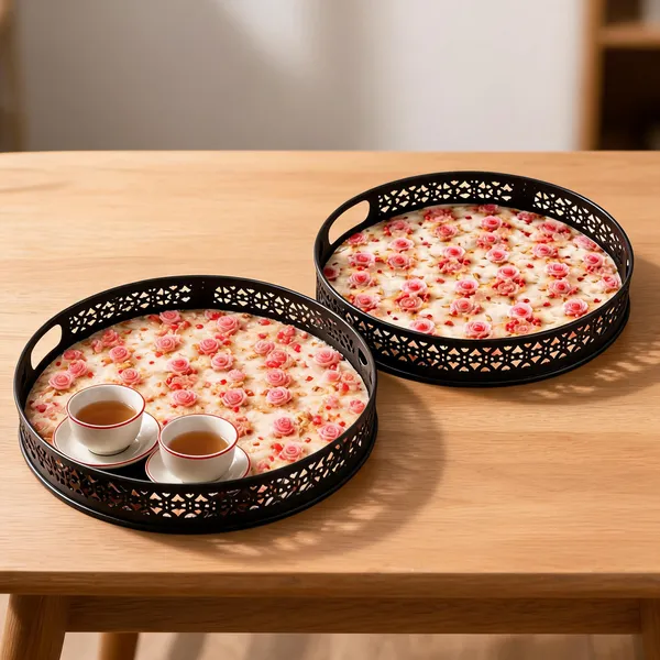Metal_Floral_Print_Round_Serving_Tray_Set_Of_2