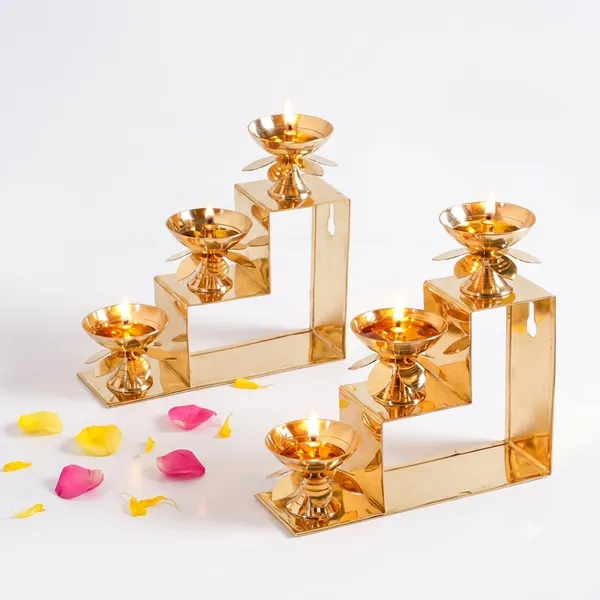 Golden_Brass_Stepped_Diya_Stand_With_Three_Tier_Oil_Lamps_Set_of_2