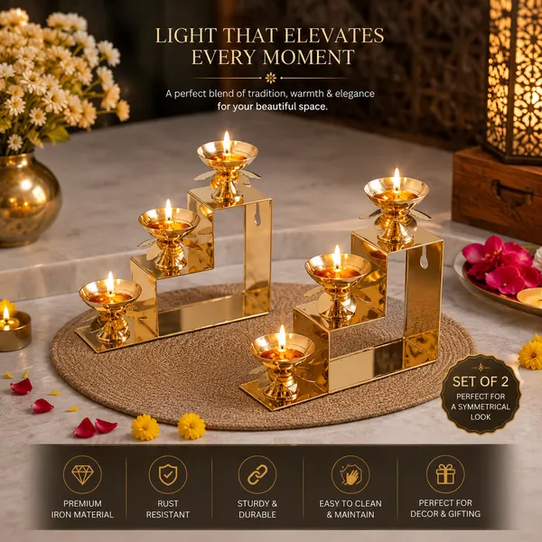 Golden_Brass_Stepped_Diya_Stand_With_Three_Tier_Oil_Lamps_Set_of_2