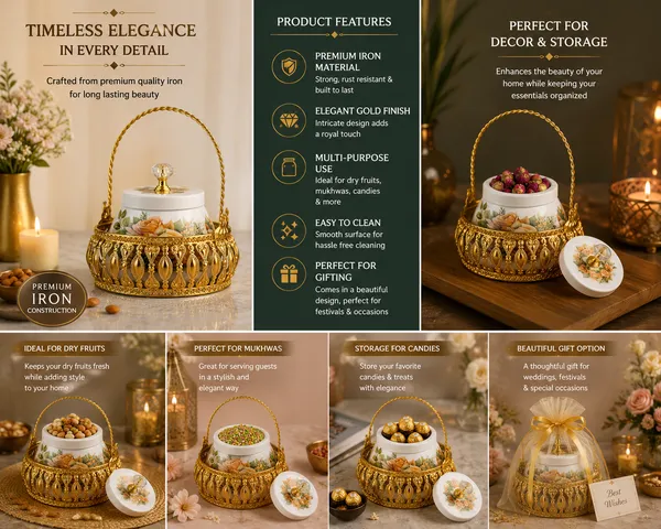 Ceramic_Floral_Print_Gold_Metal_Basket_Jar_With_Handle