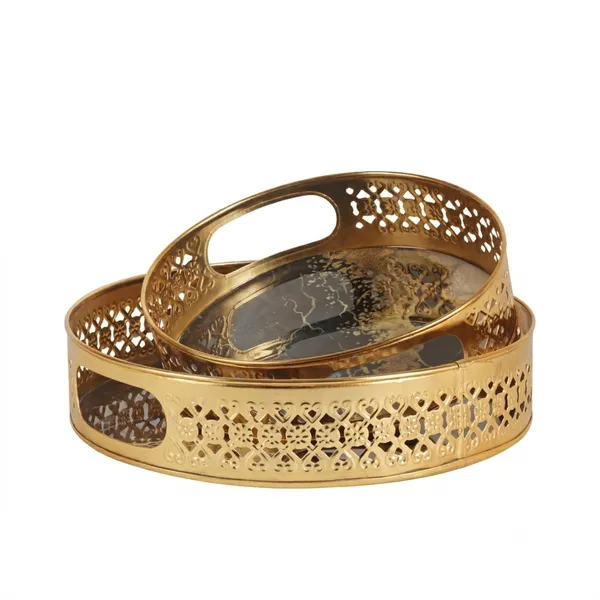 Golden_Metal_Marble_Print_Round_Decorative_Trays_Set_Of_2