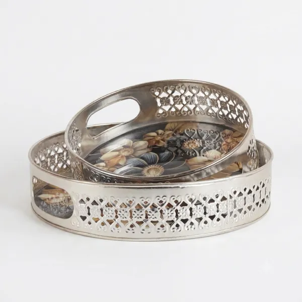 Silver_Metal_Floral_Print_Round_Serving_Trays_Set_Of_2