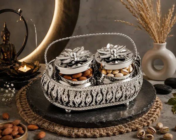 Silver_Metal_Floral_Twin_Jar_Dry_Fruit_Container_With_Basket