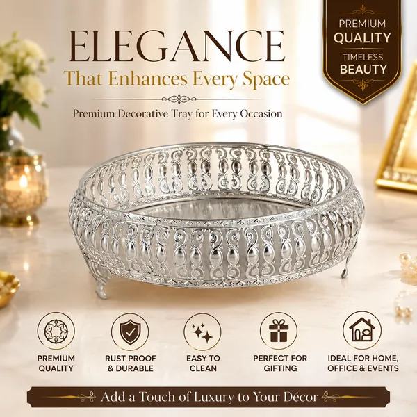 Silver_Metal_Ornate_Round_Decorative_Tray