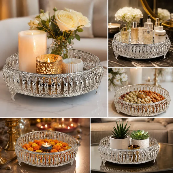 Silver_Metal_Ornate_Round_Decorative_Tray