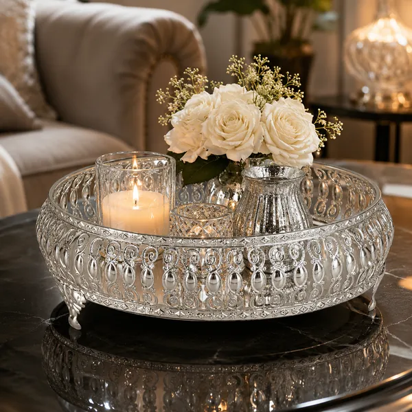 Silver_Metal_Ornate_Round_Decorative_Tray