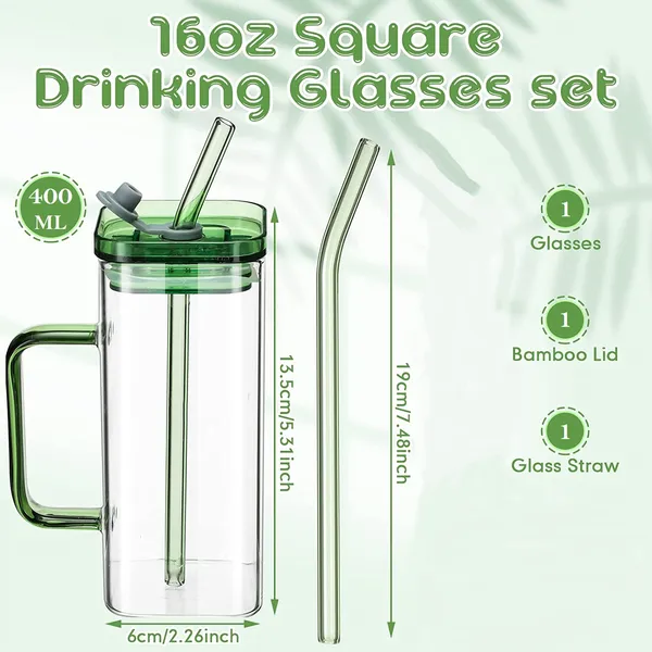 Square_Glass_Cups_with_Lids_and_Straws_Iced_Coffee_Mugs_with_Colored_Handle_400ml_Drinking_Glasses_Wide_Mouth_Glass_Tumbler_for_Home_Office_Summer_Party_(Pack_of_1)