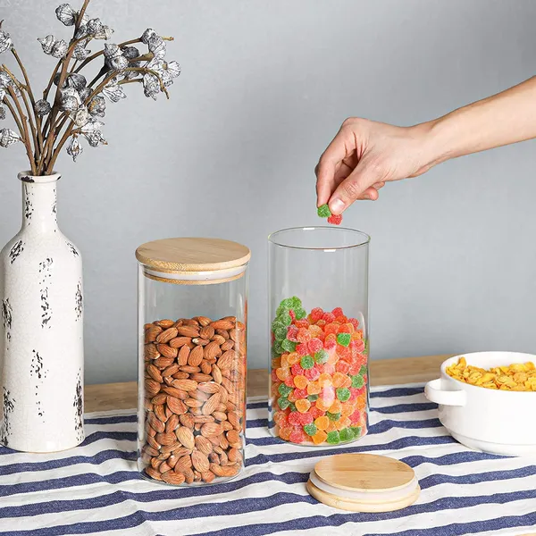 Airtight_Glass_Food_Storage_Jars_Canister/Kitchen_Snacks_Container_Set_with_Natural_Bamboo_Lids,_1400ml,_set_of_2