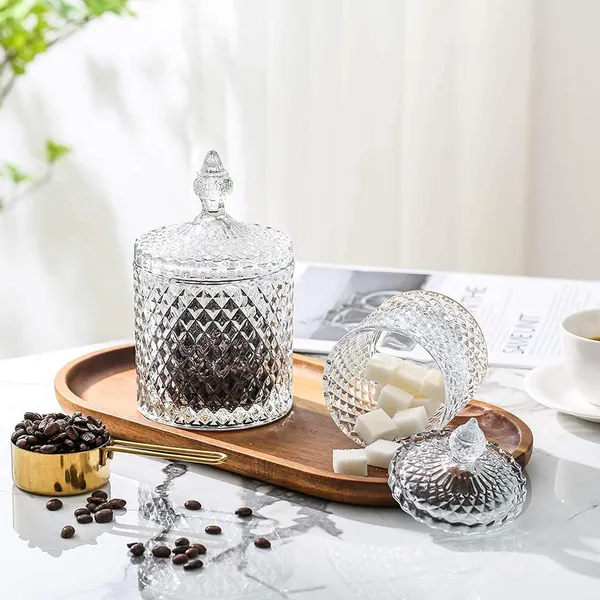 Crystal_Diamond_Faceted_Jar_with_Crystal_Lid,Suitable_as_A_Candy_Bowl,Cookie_Tin,Biscuit_Barrel,Decorative_Candy_Jar_Sugar_Bowl_Set_of_2