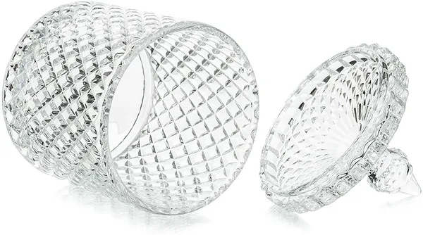 Crystal_Diamond_Faceted_Jar_with_Crystal_Lid,Suitable_as_A_Candy_Bowl,Cookie_Tin,Biscuit_Barrel,Decorative_Candy_Jar_Sugar_Bowl_Set_of_2