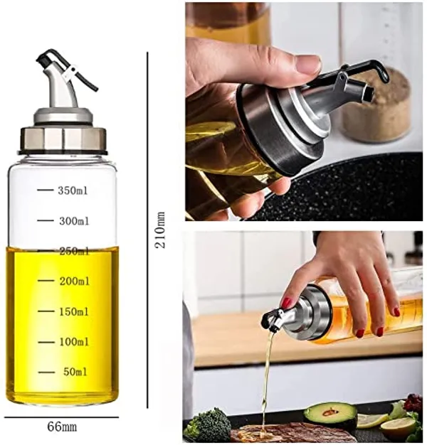 _Borosilicate_Glass_Olive_Oil_Dispenser_with_Markings,_Cruet_SS_Pour_Spout,_Vinegar_Measuring_for_Kitchen_and_BBQ,_Set_of_1_(300ml)